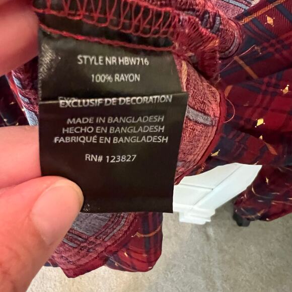 harve benard red & blue blouse women's size large concert festival - Picture 4 of 6